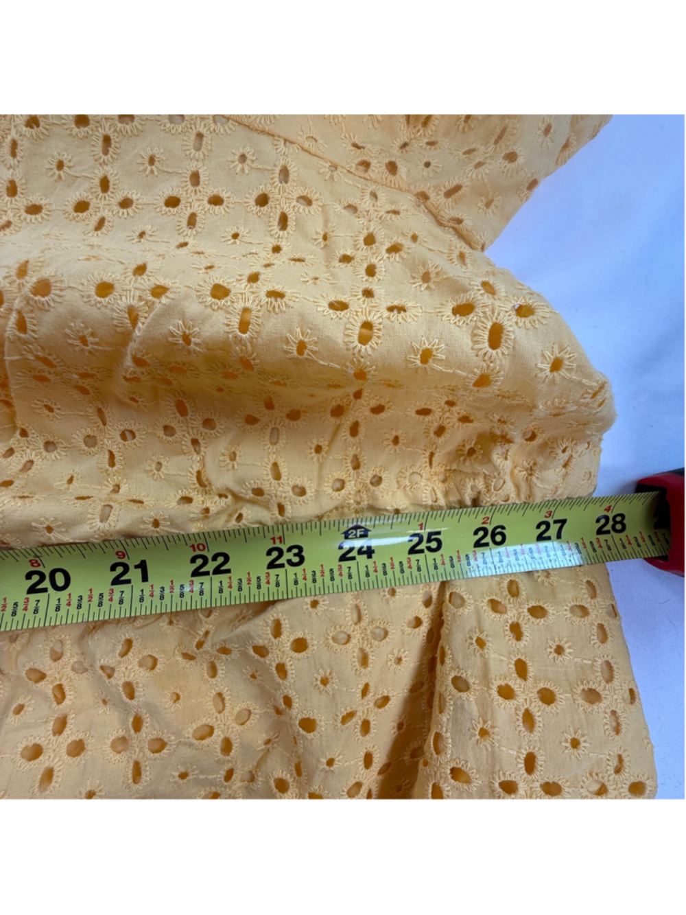 Terra & Sky Eyelet Midi Dress 2X Yellow Button Front Cottagecore Boho Plus Size - Picture 7 of 7